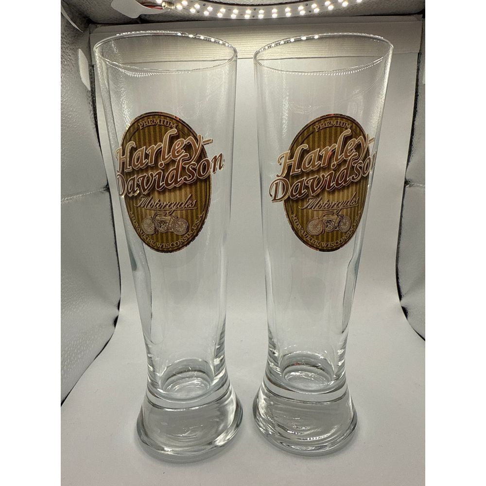Harley Davidson Pilsner Glasses Set of‎ 2 Collectible